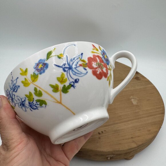 ANTHROPOLOGIE Multi-Color Floral Oversized Latte Mug cup tea coffee large flower - Picture 8 of 11